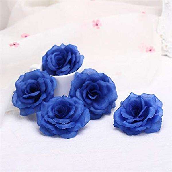 Artificial Flowers Silk Flower Heads,50Pcs for Hat Clothes Album Decoration, Wedding Decoration (Dar