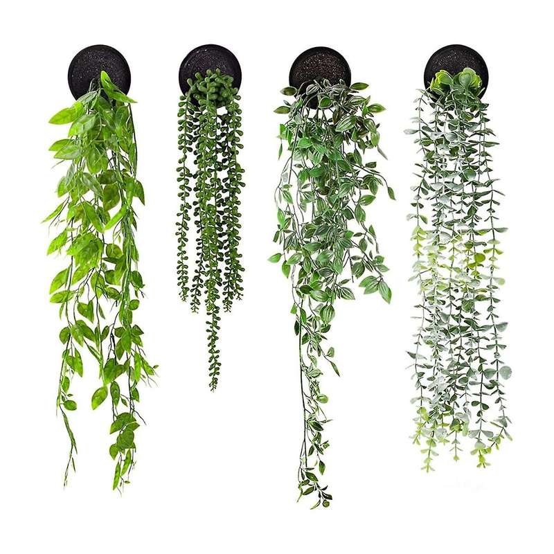 Artificial Hanging Plants 4 Pcs Artificial Hanging Potted Mandala, Eucalyptus Vine, String Of ,for H