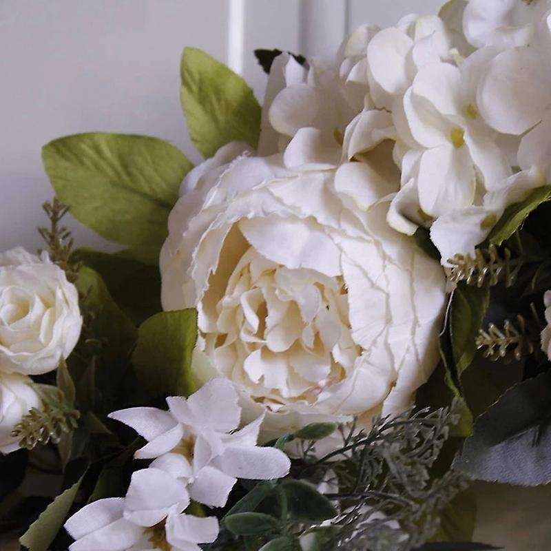 Artificial Garlands Front Door Wreaths, Artificial White Hanging Wreath for Home Party Indoor Outdo