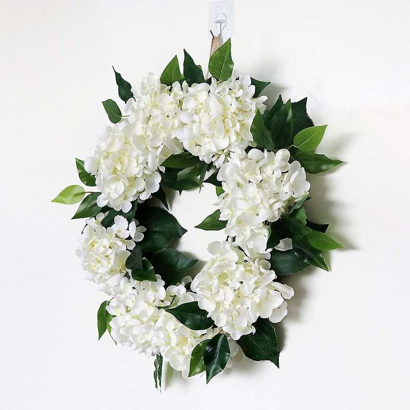 Artificial Hydrangea Wreath Spring Summer Wreath for Farmhouse Home Wedding Party Wall Windows Outdo