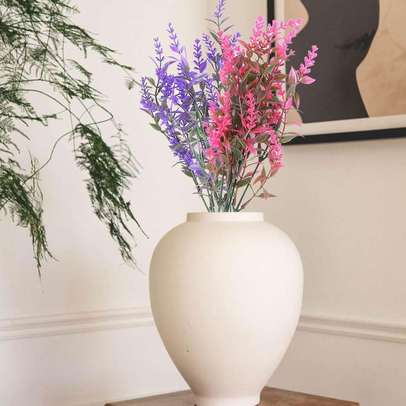 Artificial Lavender Flowers 9 Bundles Outdoor Flowers for Decoration Uv Resistant No Fade Faux Plas