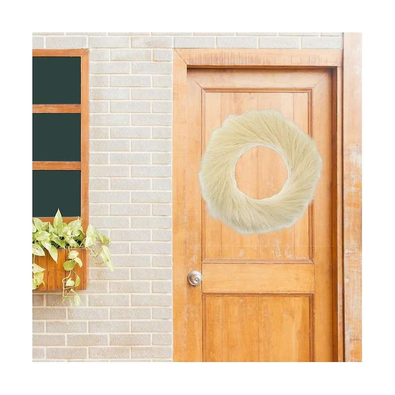 Artificial Pampas Grass Wreath, 22inch Faux Pampas Grass Decor Boho Decoration (beige)
