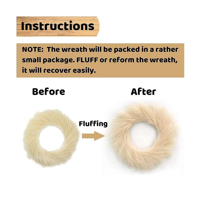 Artificial Pampas Grass Wreath, 22inch Faux Pampas Grass Decor Boho Decoration (beige)