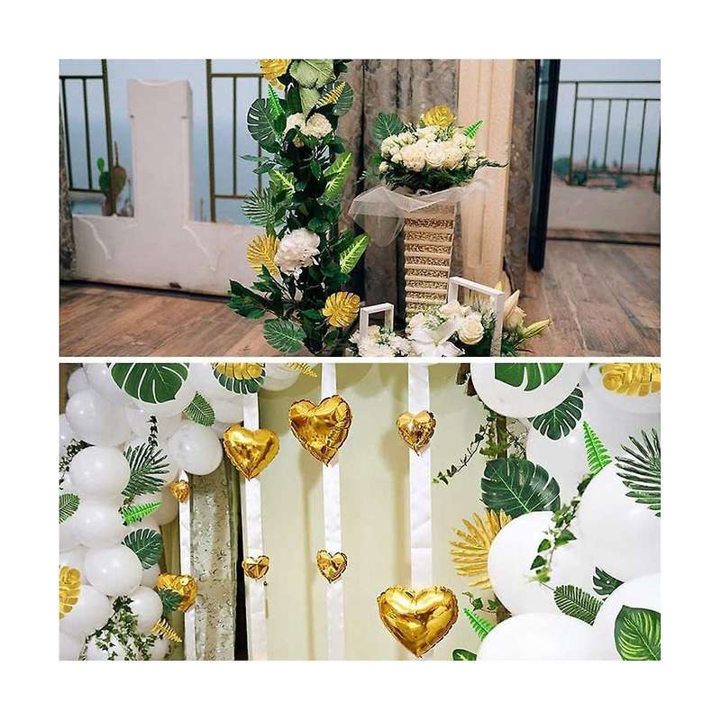 Artificial Palm Leaves, 66 Pcs Tropical Palm Leaves Artificial Plants Hawaiian Theme Party Decor Pla