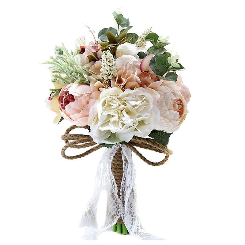 Artificial Peony Flower Bouquet for Bride Bridesmaid Handmade Wedding Bouquet Silk Bridal Bouquet H