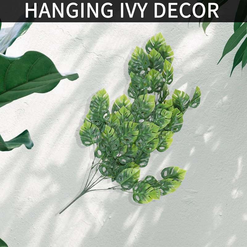 Artificial Monstera Leaves Garland Plants,hanging Faux Tropical Monstera Palm Leaves for Garden Han