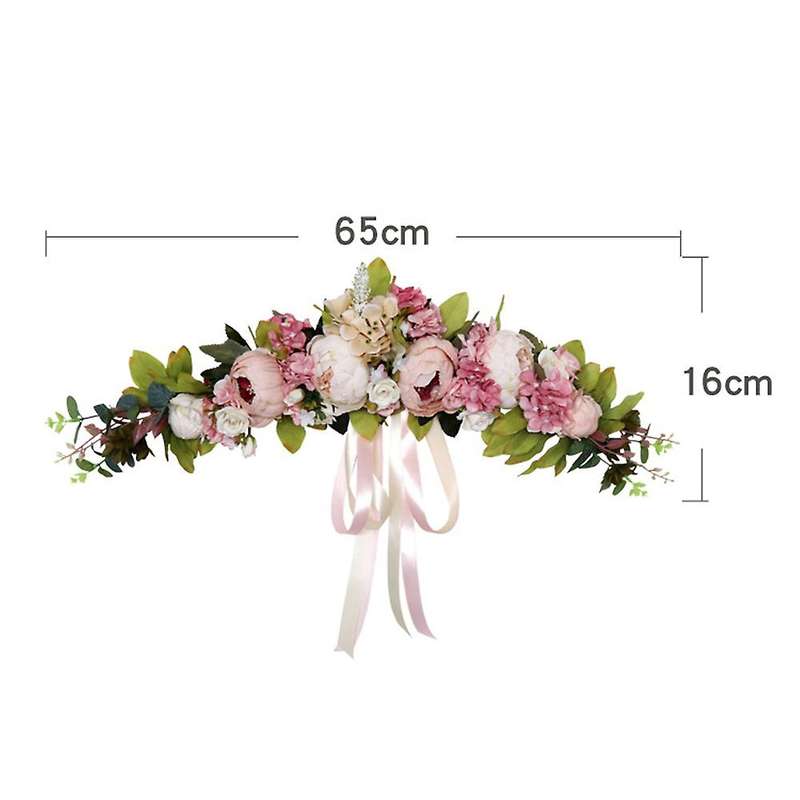 Artificial Peony Flower ,with Satin Ribbon Wreath for Front Door Arch Wedding Party Mirror Tabletop