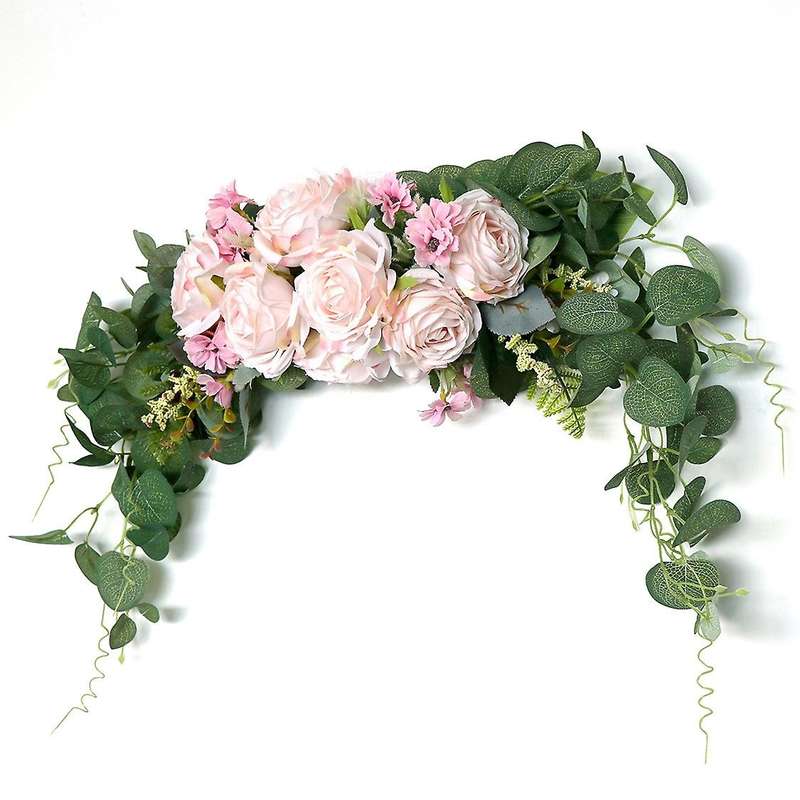 Artificial Rose Flower , Faux with Pink Flowers for Front Door Arch Wedding Party Mirror Tabletop Ch