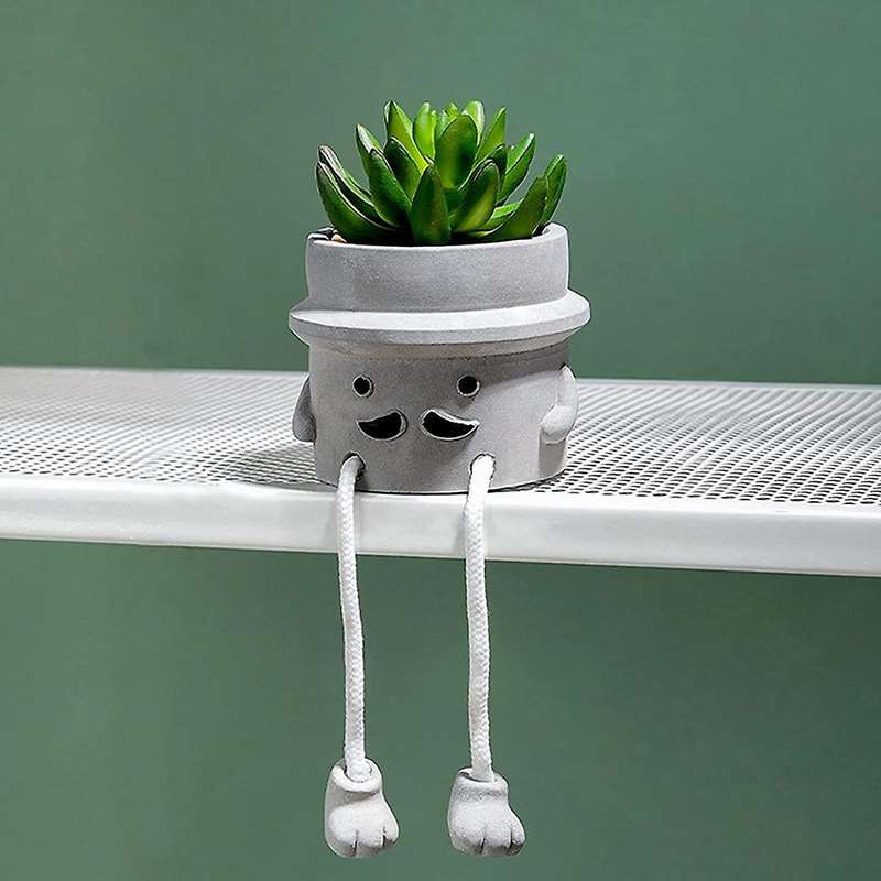 Artificial Potted Plant Fake Succulent Plant Cute Hanging Leg Ceramic Potted Succulents Decor for De