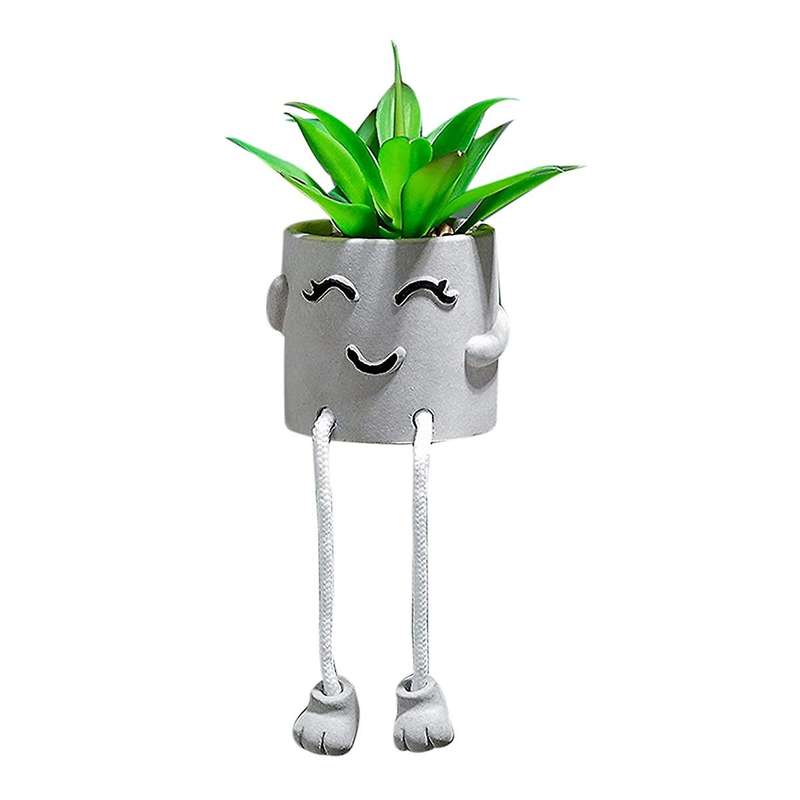 Artificial Potted Plant Fake Succulent Plant Cute Hanging Leg Ceramic Potted Succulents Decor for De