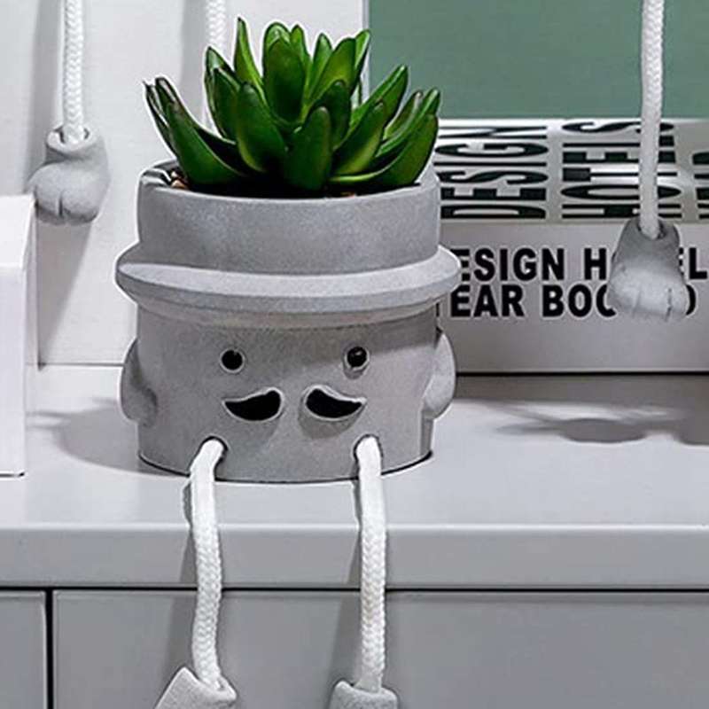 Artificial Potted Plant Fake Succulent Plant Cute Hanging Leg Ceramic Potted Succulents Decor for De