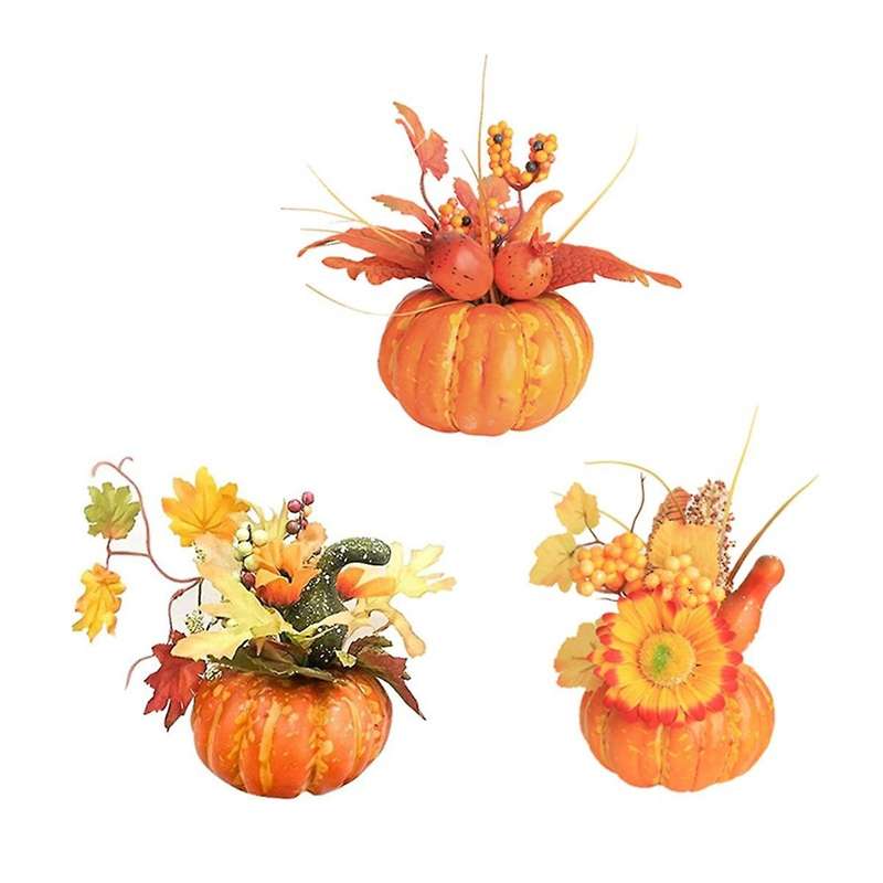 Artificial Pumpkin Flower,Fall Pumpkin Centerpiece,Harvest Photo Props, Party Decor Centerpieces Orn