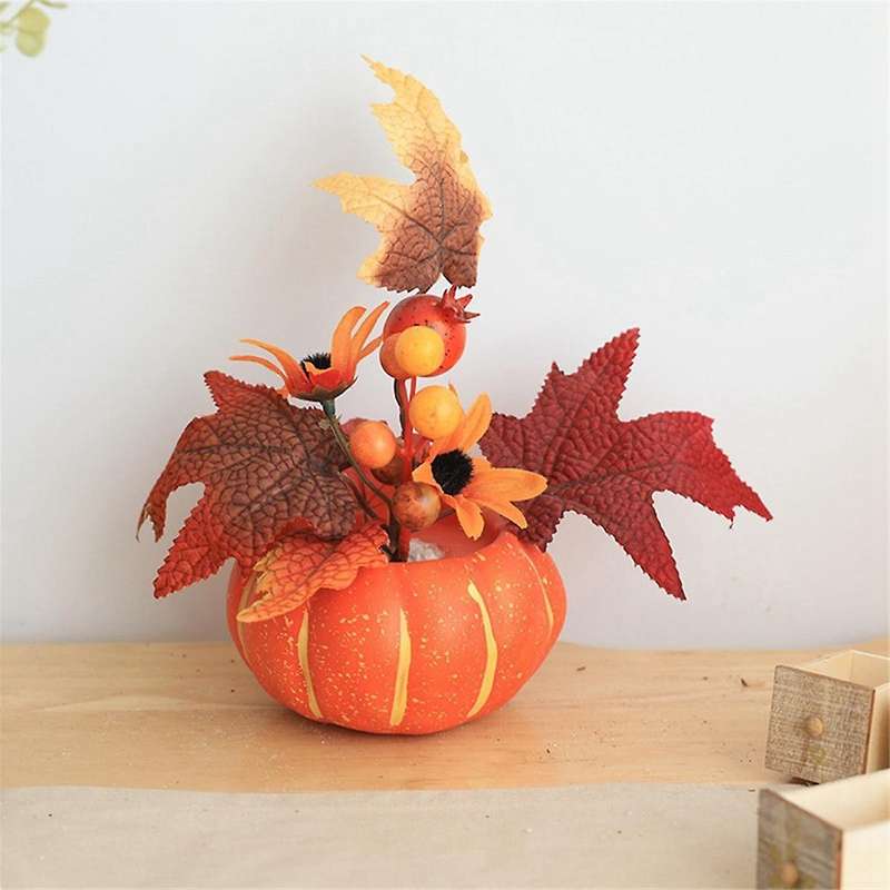 Artificial Pumpkin Flower,Fall Pumpkin Centerpiece,Harvest Photo Props, Party Decor Centerpieces Orn