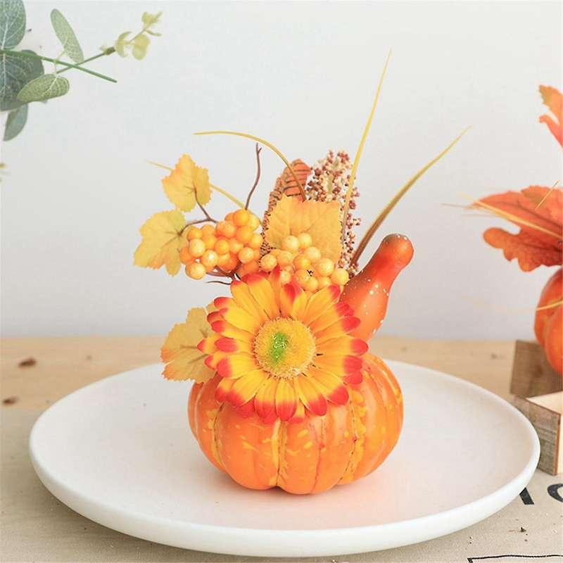 Artificial Pumpkin Flower,Fall Pumpkin Centerpiece,Harvest Photo Props, Party Decor Centerpieces Orn