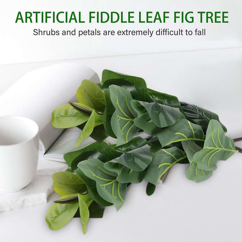 Artificial Plants Fiddle Leaf Fig Faux Ficus Compatible Window Box Decor