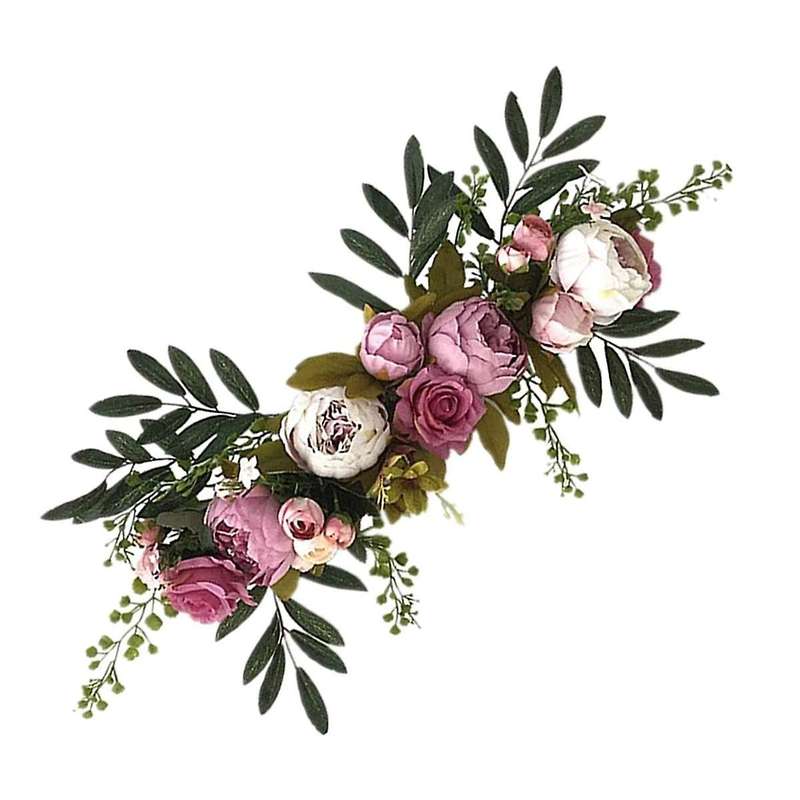 Artificial Rose Flower Swags,Decorative Swags with Fake Roses Green Leaf for Home Room Garden Decora