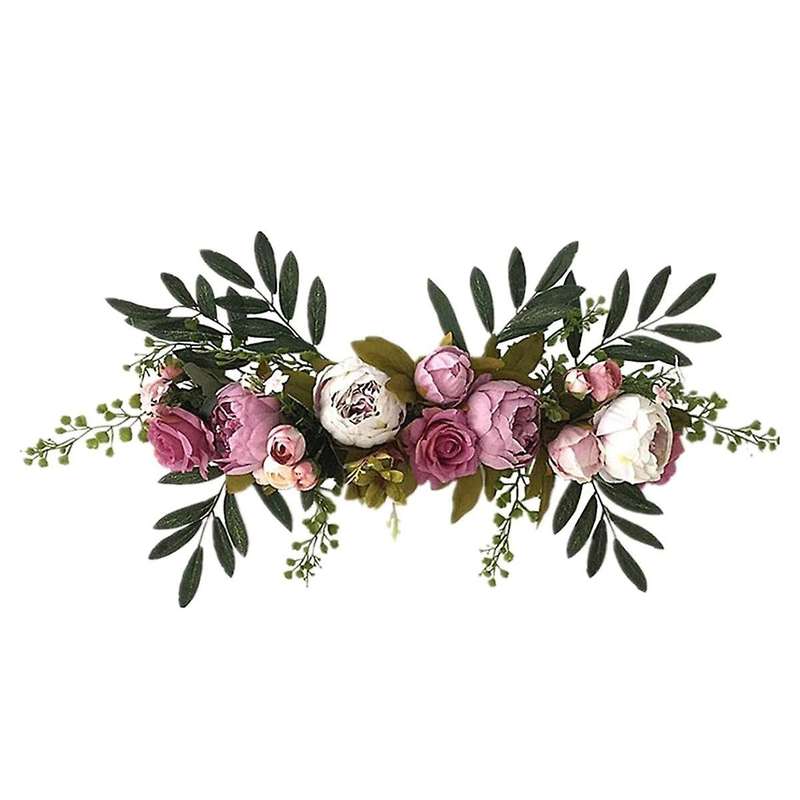 Artificial Rose Flower Swags,Decorative Swags with Fake Roses Green Leaf for Home Room Garden Decora