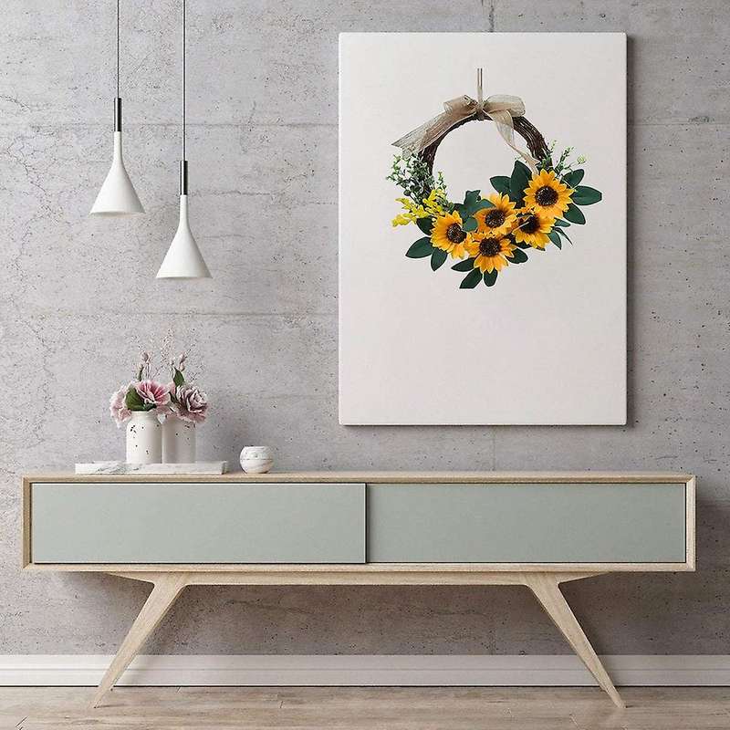 Artificial Sunflower Mini Wreath, Spring Summer Wreath for Front Door Wall Window Wedding Party Farm