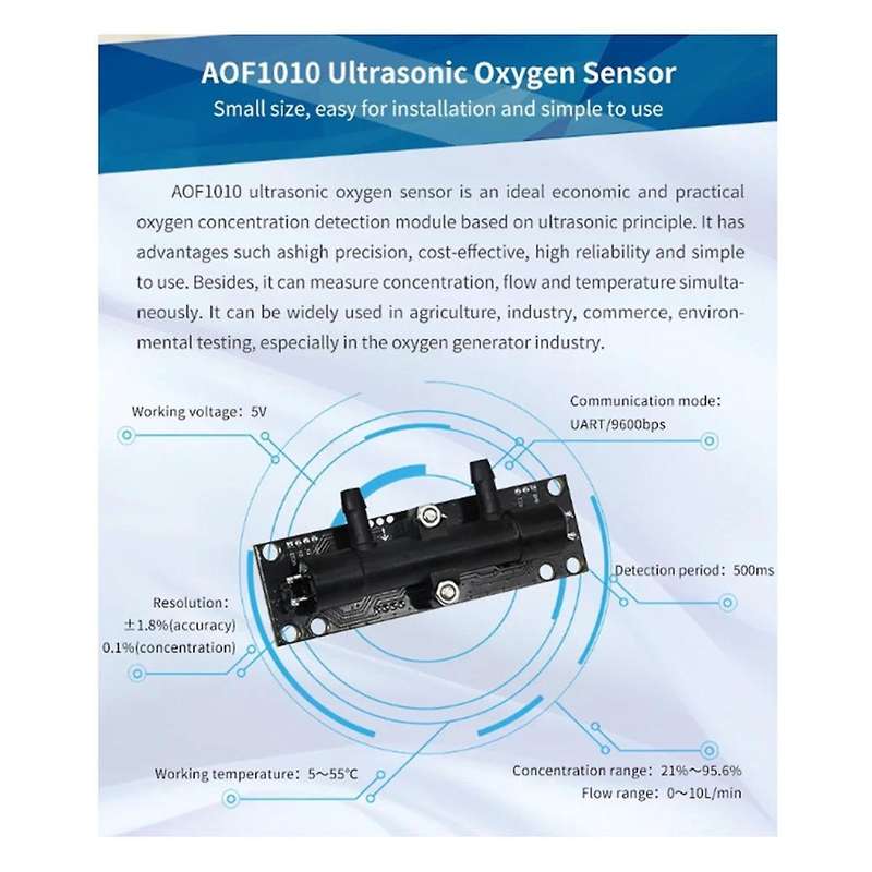 ASAIR AOF1000 Ultrasonic Oxygen Concentration Flow Sensor(B)