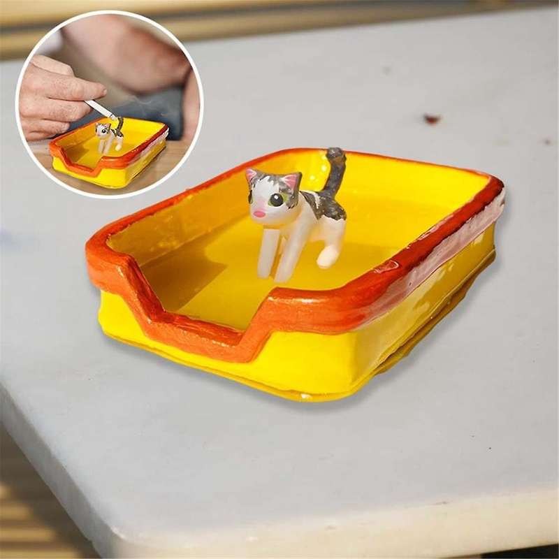 Ashtray (Neon Tab), Mini Litter Box Ash Tray, Ashtray for Outdoor or Indoor Use, Novelty Ashtray