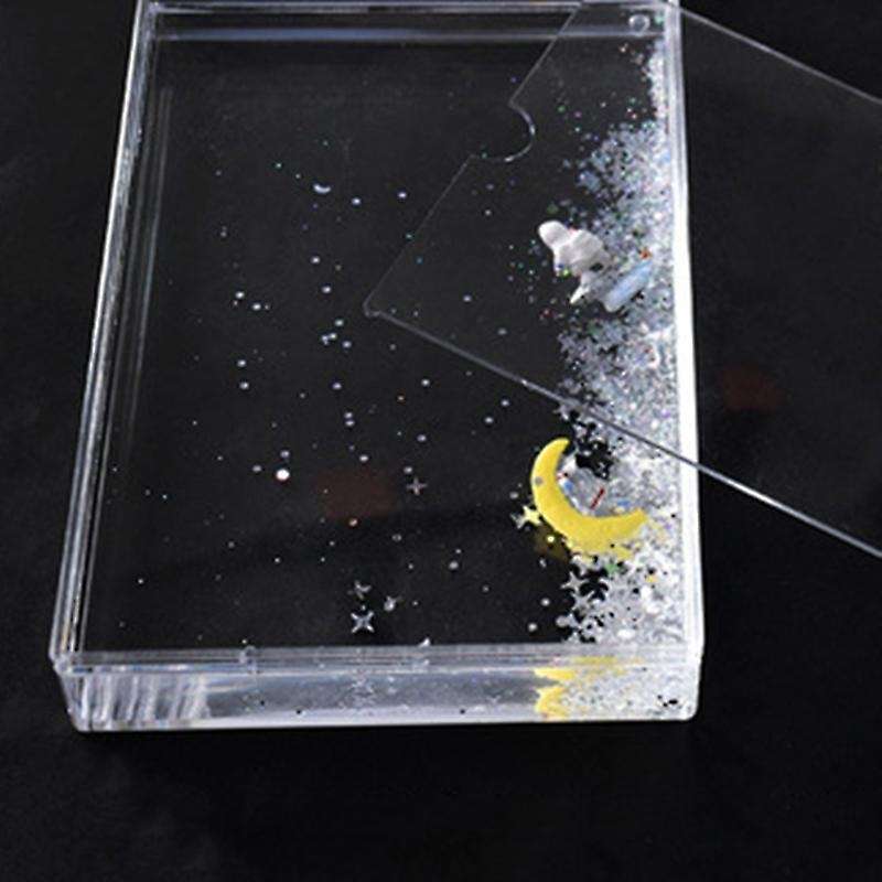 Astronaut Spaceman Desktop Photo Holder Quicksand Liquid Photo Frame with Snow Floating Glitter Fami