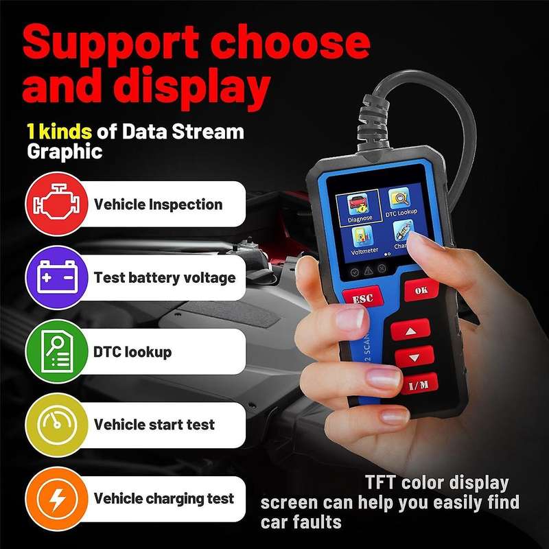 At300 Car Obd2 Scanner Diagnostic Tool Code Reader Engine Cranking Charging Test for Obdii Vehicles