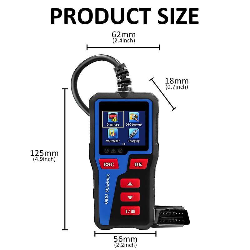 At300 Car Obd2 Scanner Diagnostic Tool Code Reader Engine Cranking Charging Test for Obdii Vehicles