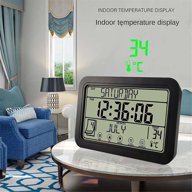 Atomic Clock with Indoor Outdoor Temperature Wireless, 7 Inch Lcd, Battery Powered with High Precisi