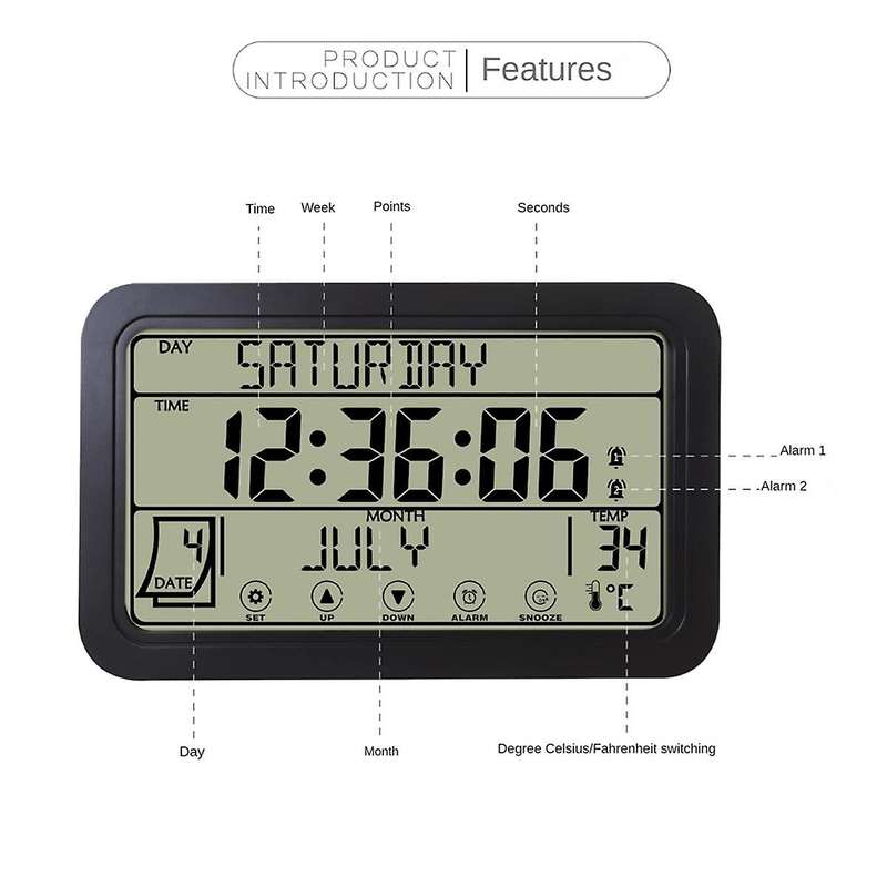 Atomic Clock with Indoor Outdoor Temperature Wireless, 7 Inch Lcd, Battery Powered with High Precisi