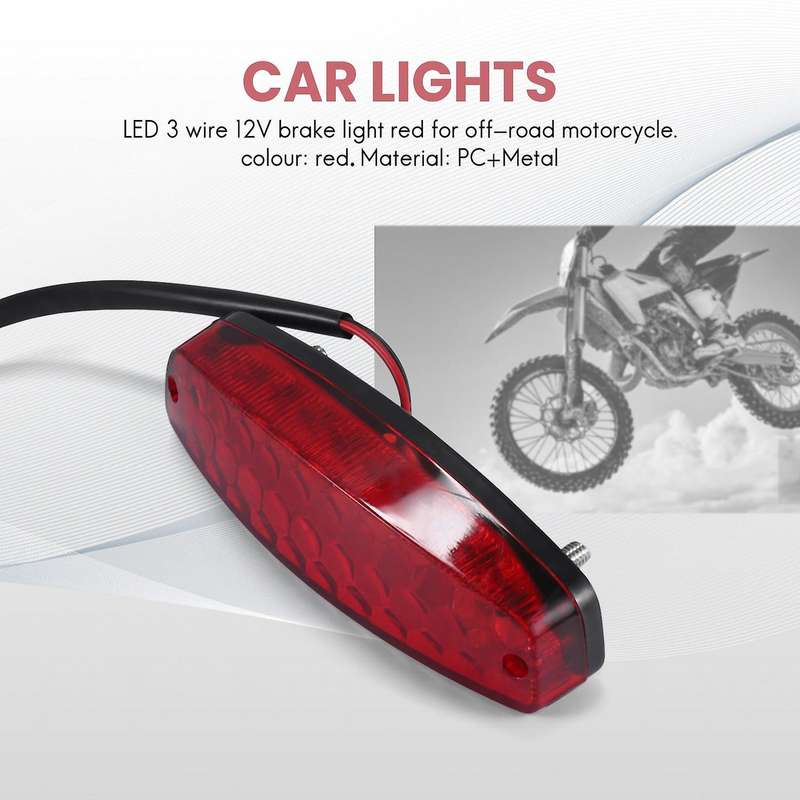 ATV 12V 3 Wire Brake Stop Light License Taillight Red for ATV Off Road Motorcycle Signal Lamp Access