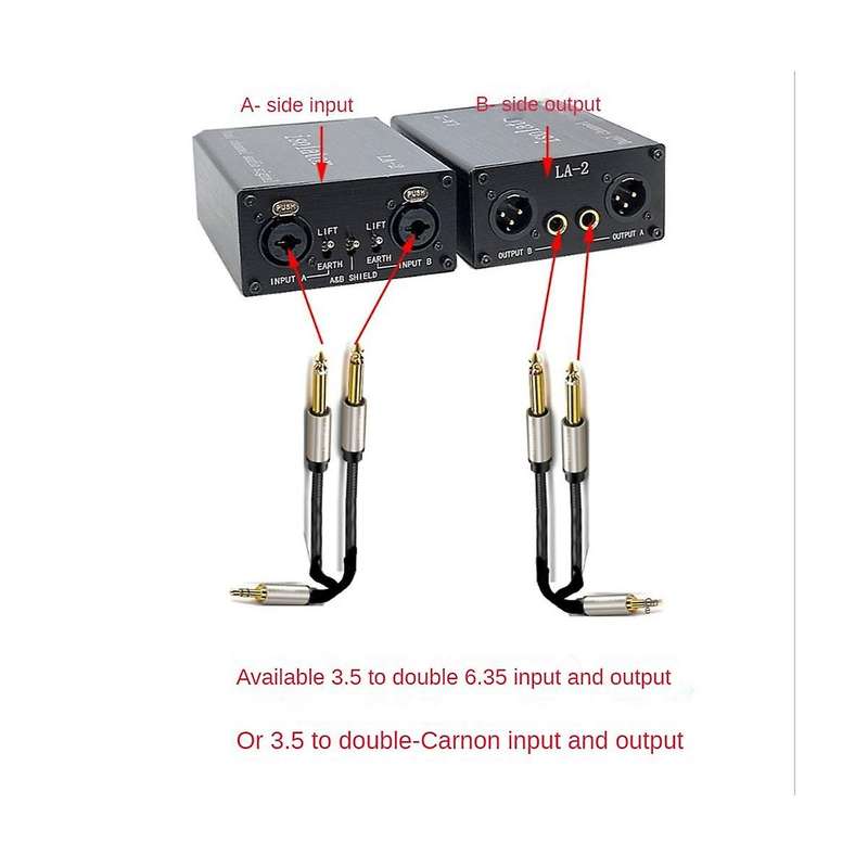 Audio Signal Isolator 6.35 Xlr Head Mixer Audio Current Acoustic Noise Filter Remover La-2