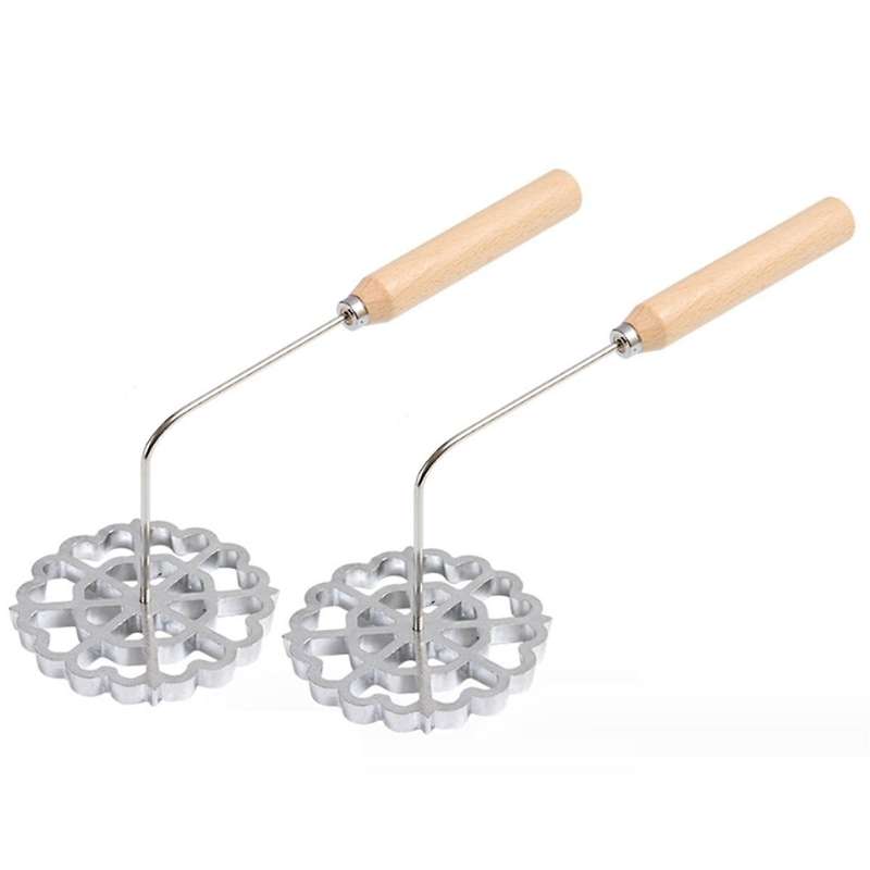 Authentic Bunuelos Mold with Wooden Handle - Aluminum Rosette Cookie Maker for Perfectly Crispy and