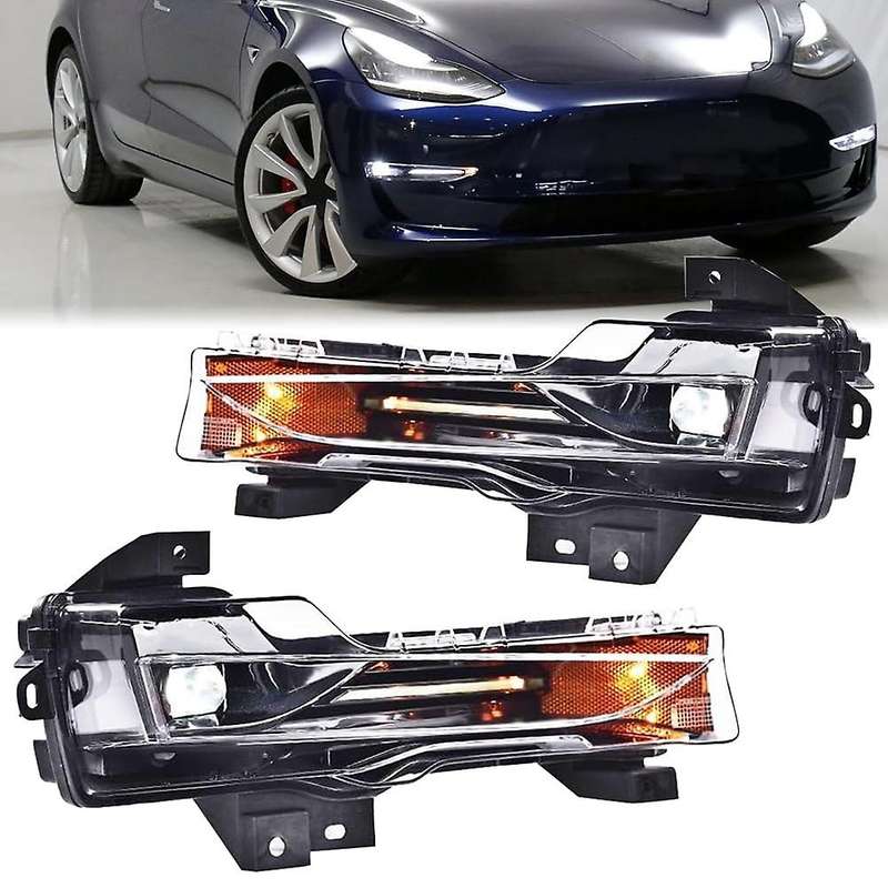 Auto 1 Pair of Front Fog Lights Daytime Running Lights for Model Y 3 1077391-00-E 1077392-00-E