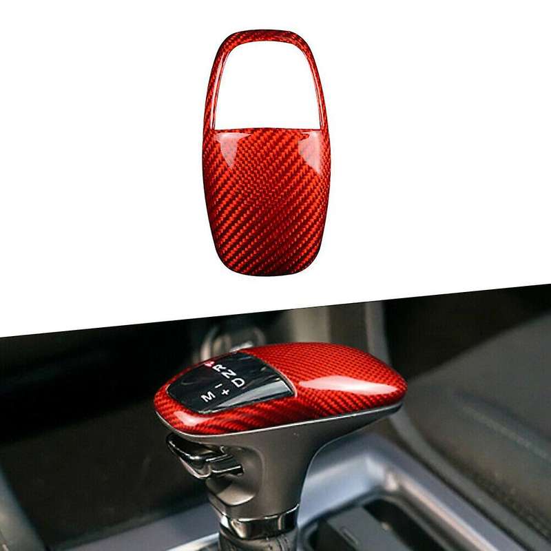 Auto Carbon Fiber Gear Shift Knob Cover Sticker Trim for Charger 2015-2020 Accessories Red