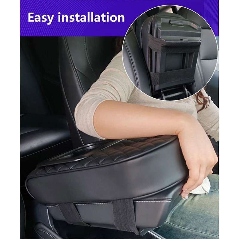 Auto Center Console Armrest Pillow, Memory Foam Car Armrest Cushion with Cup Holder and Phone Holde