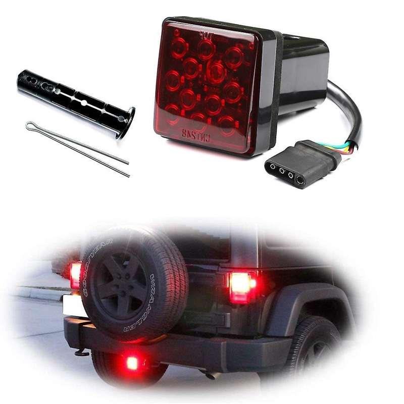 AUTO Led 2Inch Trailer Hitch Trailer Light Cover with 12LED Brake Lights, Red Trailer Light Cover Fi