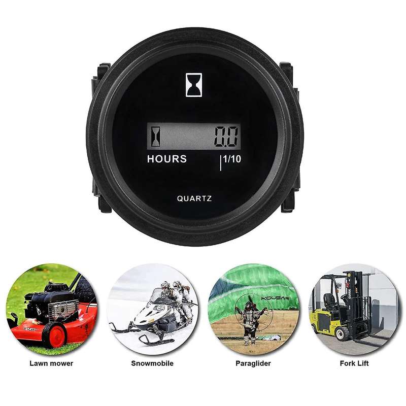 Auto Parts Hour Meter Round LCD Hour Meter Quartz Hour Meter DC4.5V-90Vfor Fork Cart Boat Tractor Ge