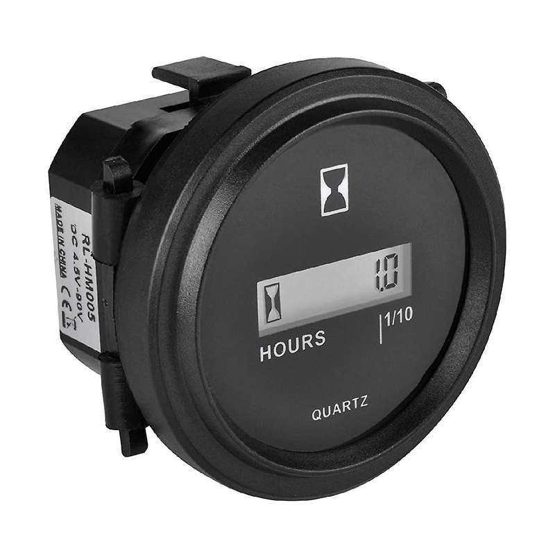 Auto Parts Hour Meter Round LCD Hour Meter Quartz Hour Meter DC4.5V-90Vfor Fork Cart Boat Tractor Ge