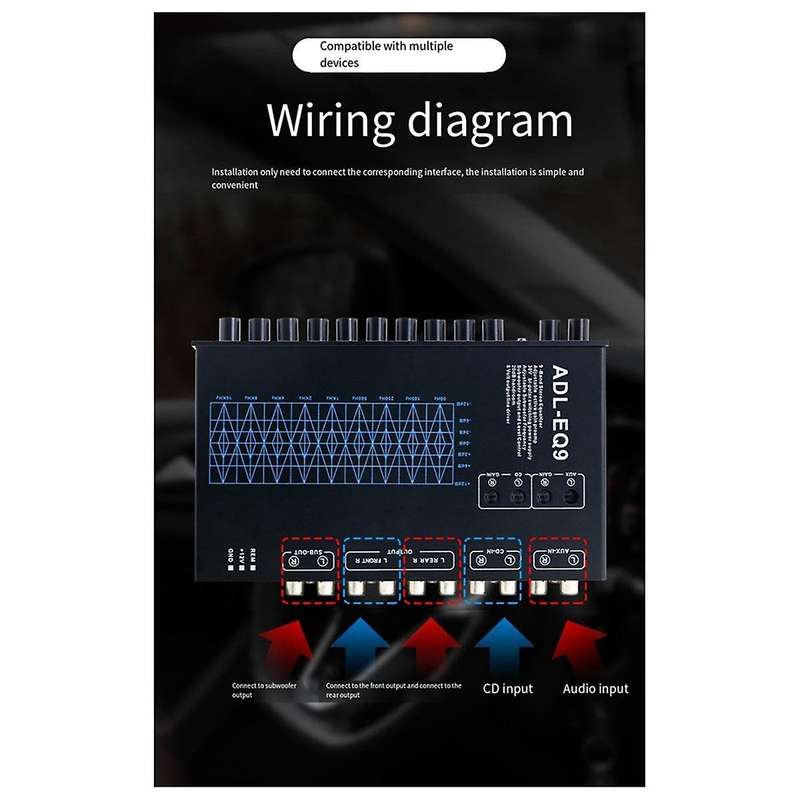 Auto Square 9 Band Graphic Equalizer Digital Car Audio -EQ9 Full Series Car Amplifier Equalizer+Adju