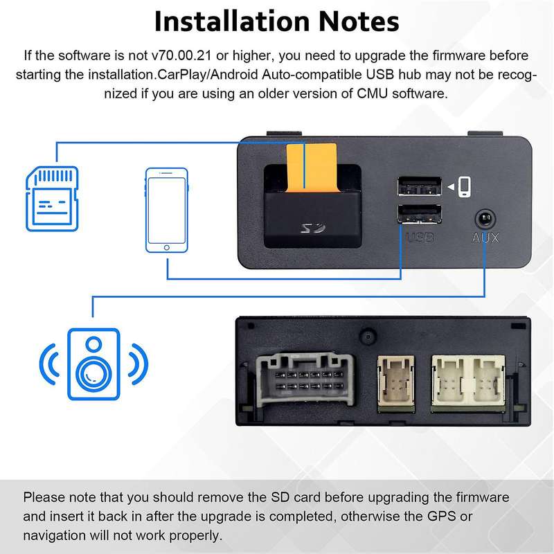 Auto Usb Adapter Hub for -carplay Android Tk78-66-9u0c for 3 6 2 Cx5 Cx3 Cx9 Miata Mx5 Yaris