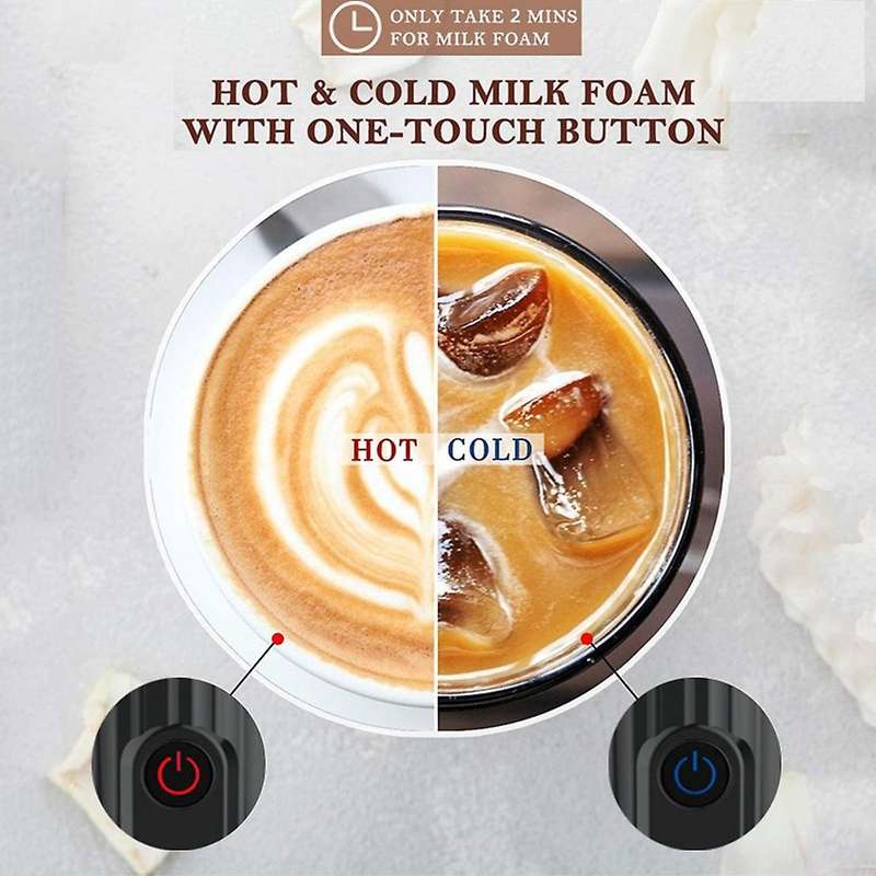 Automatic Milk Frother Electric Milk Steamer Cappuccino Machine Foamer Stainless Steel Black EU Plug