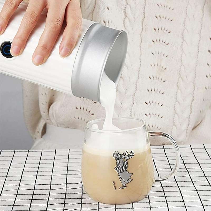 Automatic Milk Frother Electric Milk Steamer Cappuccino Machine Foamer Stainless Steel Black EU Plug