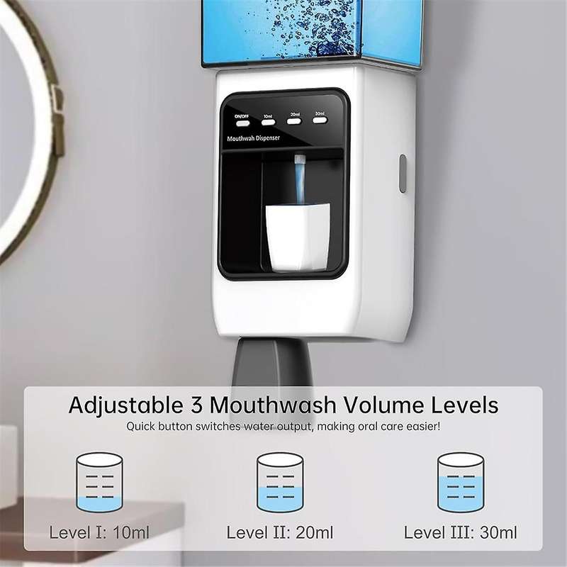 Automatic Mouthwash Dispenser for Bathroom,Dispenser with Cups Can Hold 650ml, 10/20/30ml Electric M