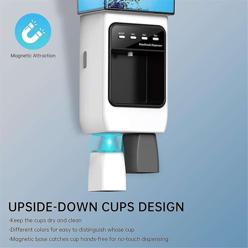 Automatic Mouthwash Dispenser for Bathroom,Dispenser with Cups Can Hold 650ml, 10/20/30ml Electric M