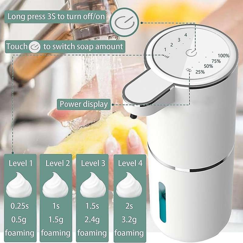 Automatic Soap Dispenser - Touchless Foaming Soap Dispenser 400Ml USB Rechargeable Dispenser for Bat