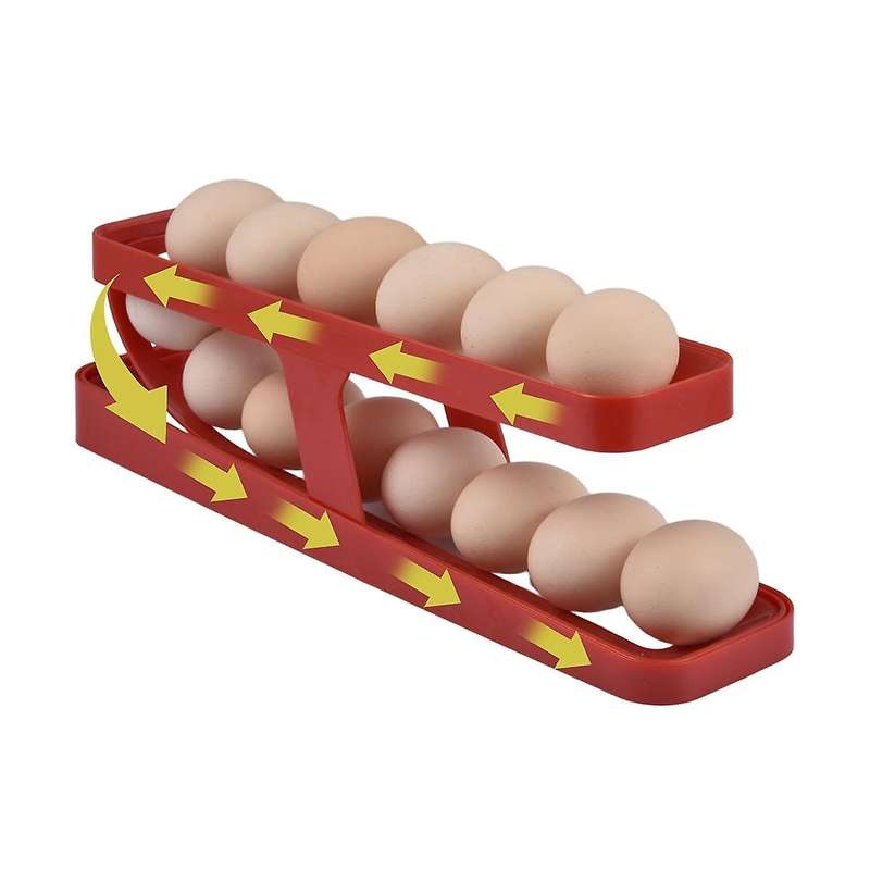 Automatic Scrolling Egg Rack Holder Storage Box Egg Basket Container Organizer Rolldown Refrigerato
