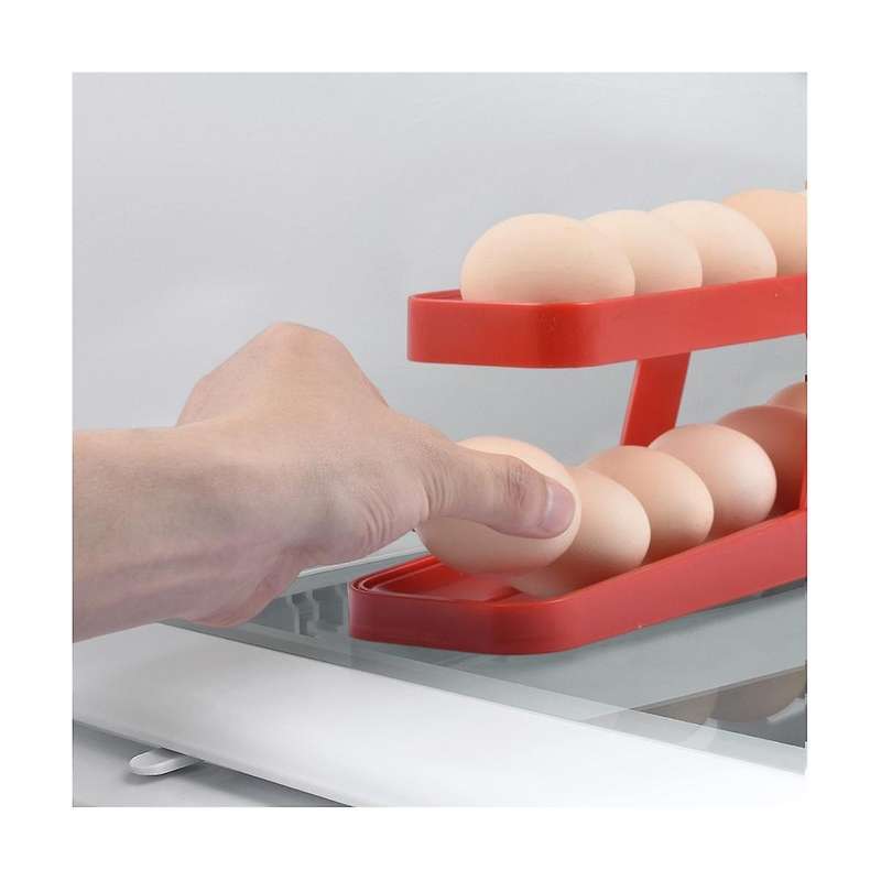Automatic Scrolling Egg Rack Holder Storage Box Egg Basket Container Organizer Rolldown Refrigerato