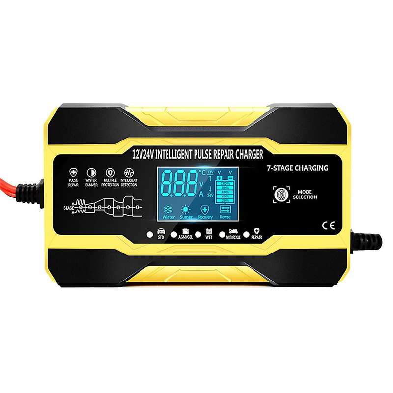 Automatic Smart Car Battery Charger 12V/10A 24V/5A with LCD Display Pulse Repair Charger for Car, Bo