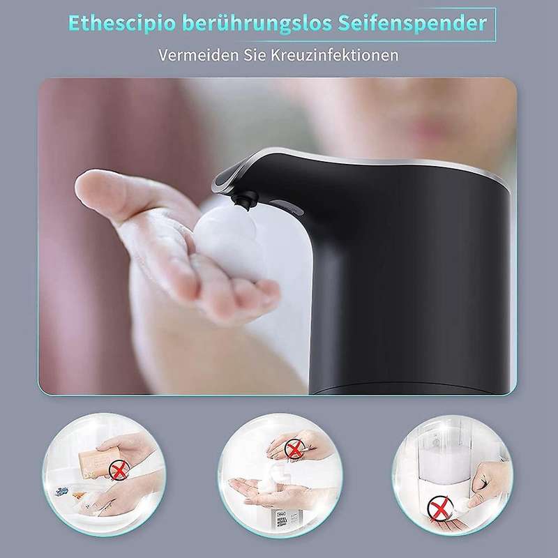 Automatic Soap Dispenser Black, Foam Soap Dispenser Rechargeable Non-contact Automatic Soap Dispens