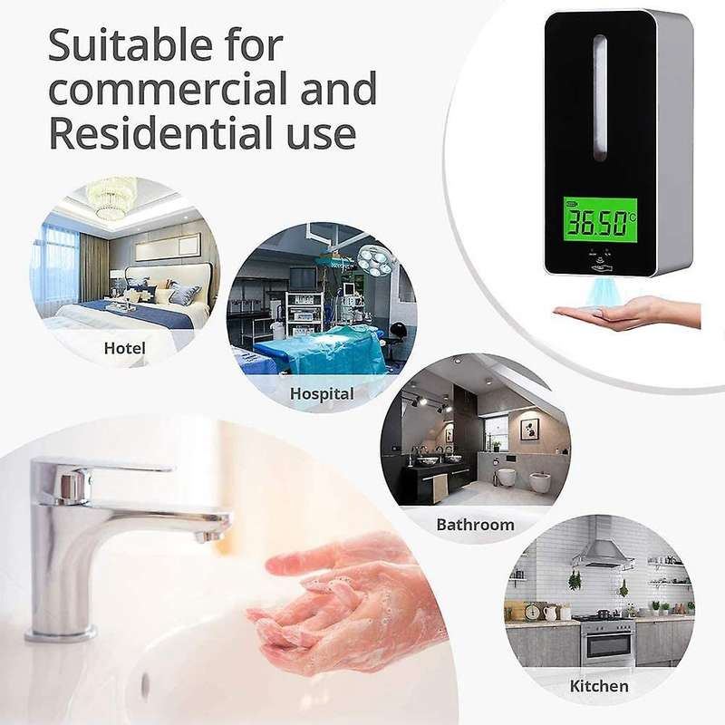 Automatic Touchless Wall Mount Hand Sanitizers Soap Dispenser,Infrared Sensor Foam Bottle Thermomete